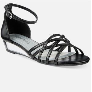 EASY STREET Macy’s Black Vegan Patent Leather Tarrah Evening Sandals Size 8 NIB